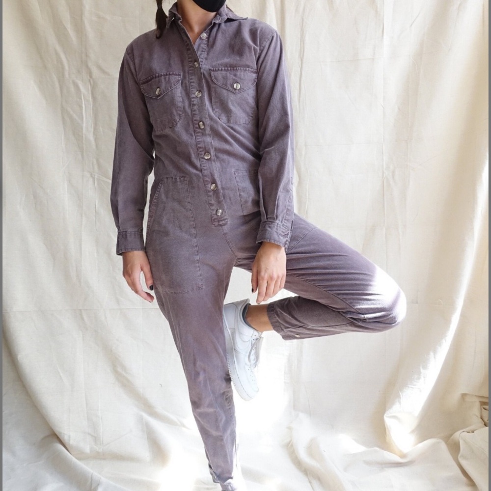 Vintage 80s Banana Republic Safari Jumpsuit Burgundy Cotton | Size XSmall